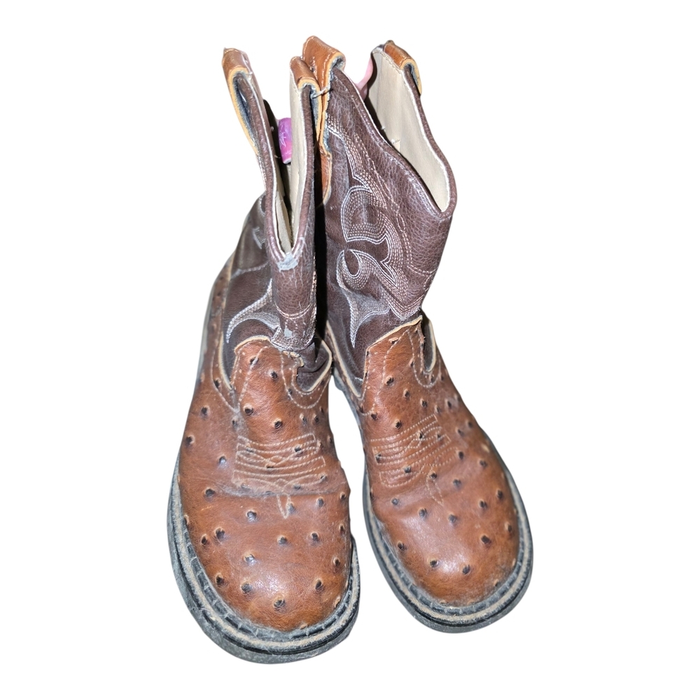 Roper Brown Ostrich Print Cowboy Boots - Picture 2 of 4